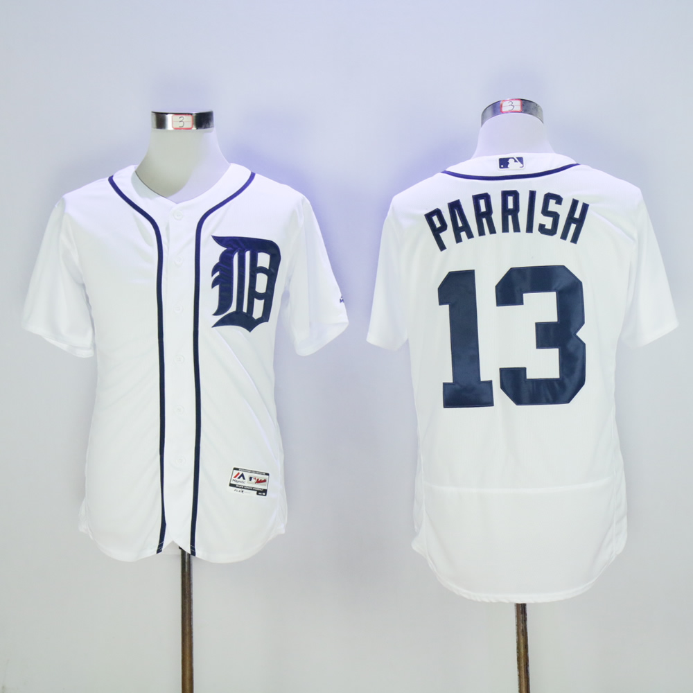 Men Detroit Tigers #13 Parrish White Throwback MLB Jerseys->detroit tigers->MLB Jersey